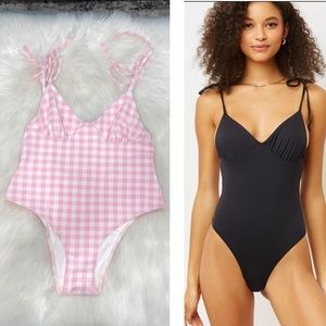 Frankie's Bikinis Pink Gingham One Piece Swimsuit